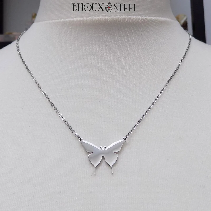 Collier papillon en acier inoxydable