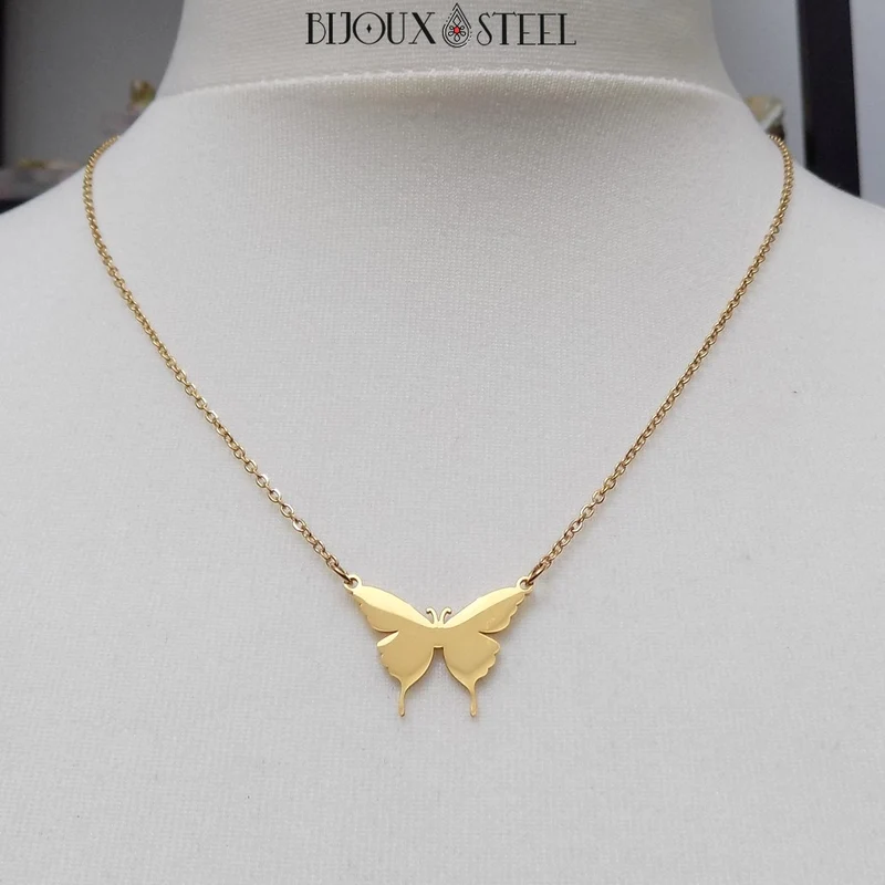Collier papillon en acier inoxydable