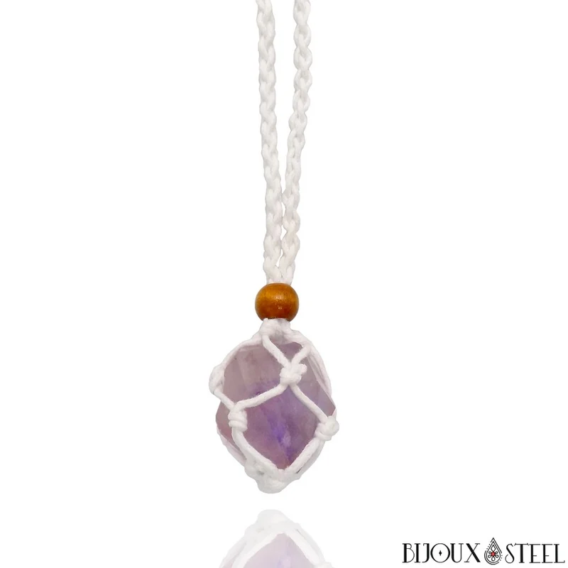 Collier porte pierre interchangeable tressé