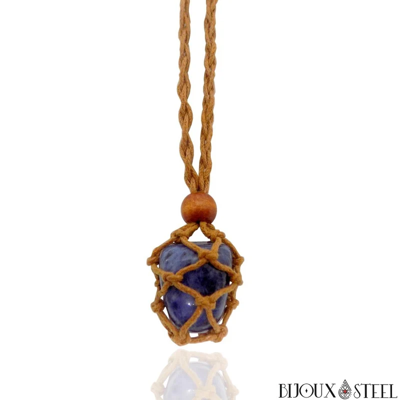 Collier porte pierre interchangeable tressé