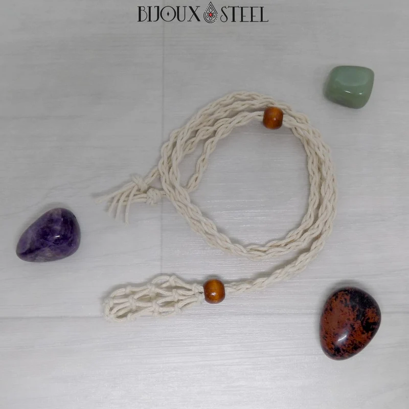 Collier porte pierre interchangeable tressé