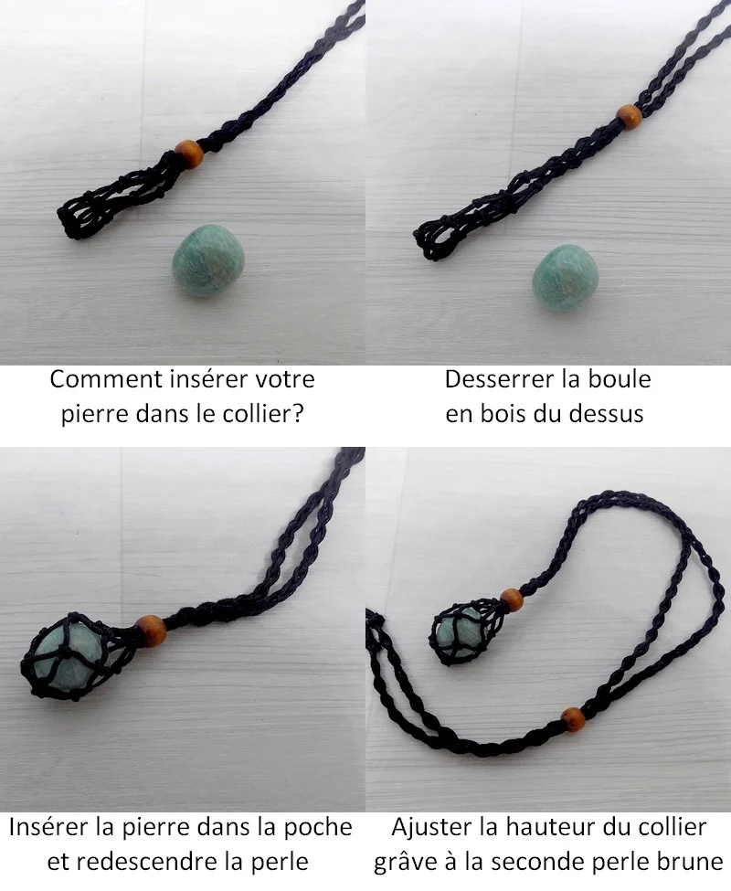 Collier porte pierre interchangeable tressé
