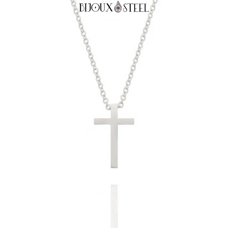 Collier croix chrétienne en acier inoxydable