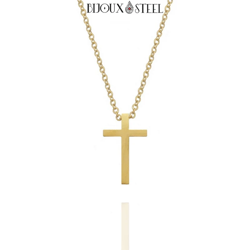 Collier croix chrétienne en acier inoxydable