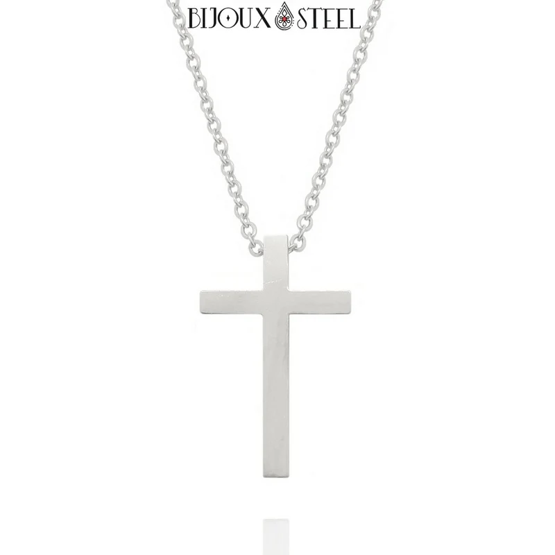 Collier croix chrétienne en acier inoxydable