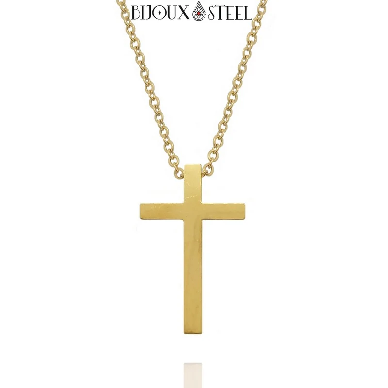 Collier croix chrétienne en acier inoxydable