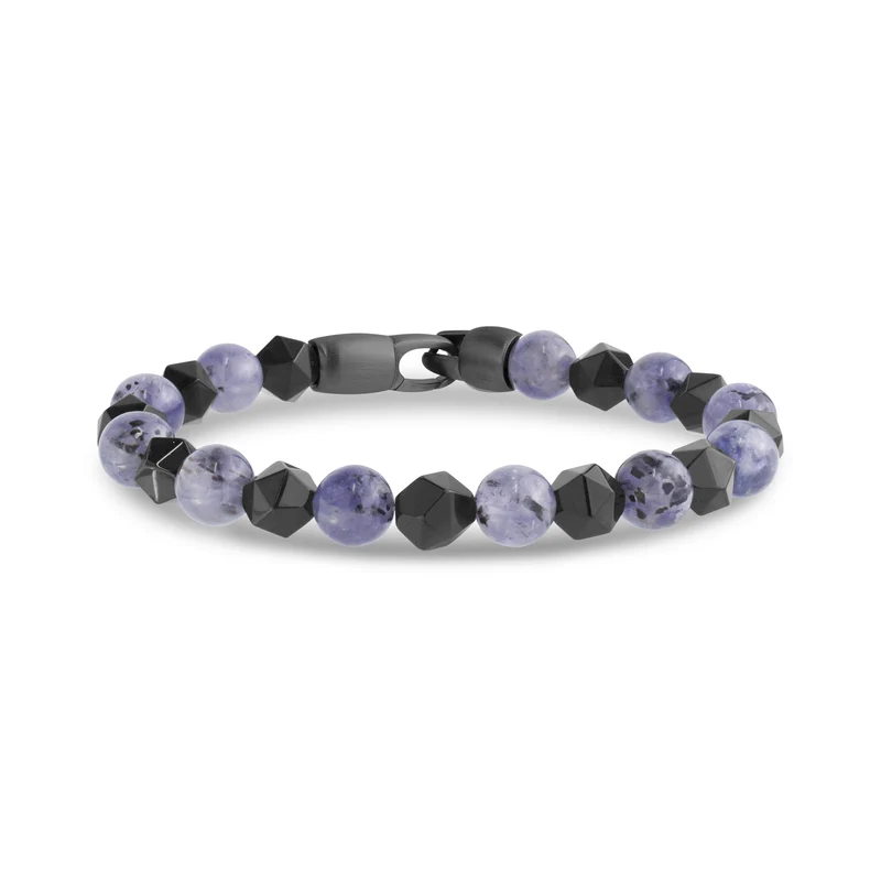 Bracelet avec perles en iolite de 8 mm