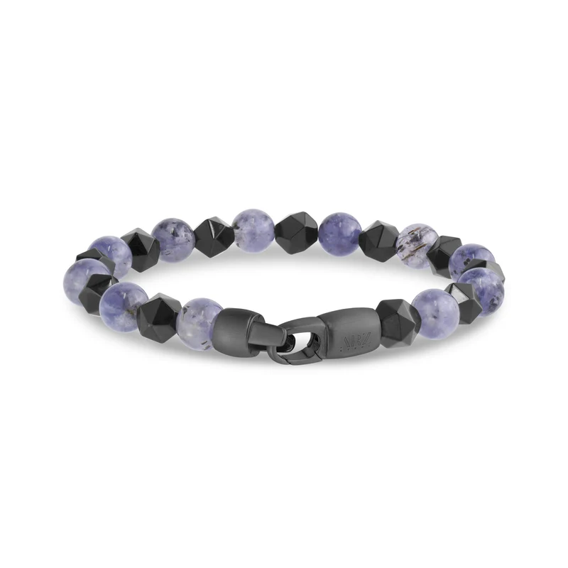 Bracelet avec perles en iolite de 8 mm