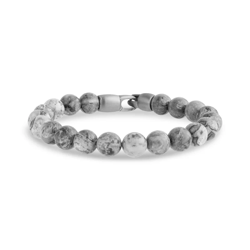 Bracelet en pierre jaspe gris