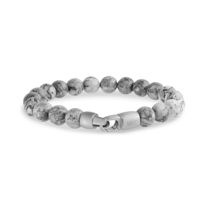 Bracelet en pierre jaspe gris