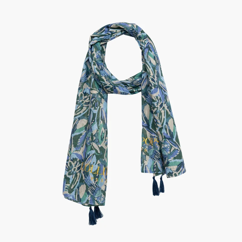 Foulard rectangulaire bleu Selene
