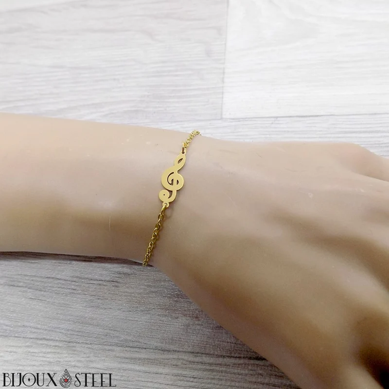 Bracelet clé de sol en acier inoxydable