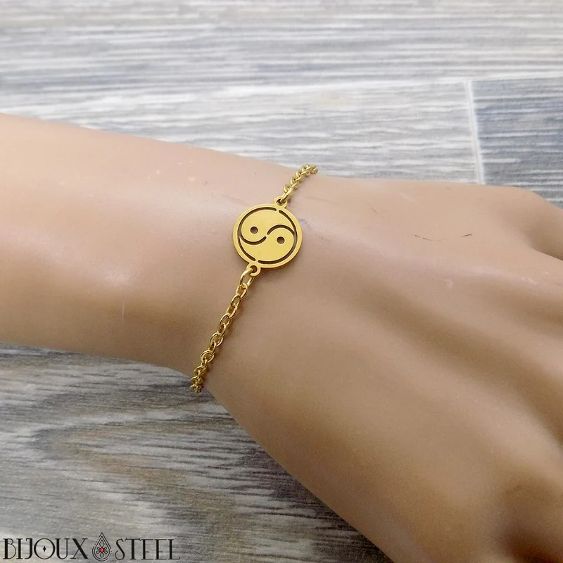 Bracelet Yin Yang en acier inoxydable