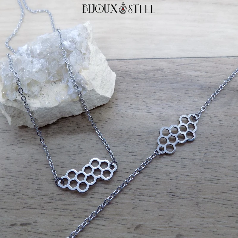 Collier nid d'abeilles en acier inoxydable