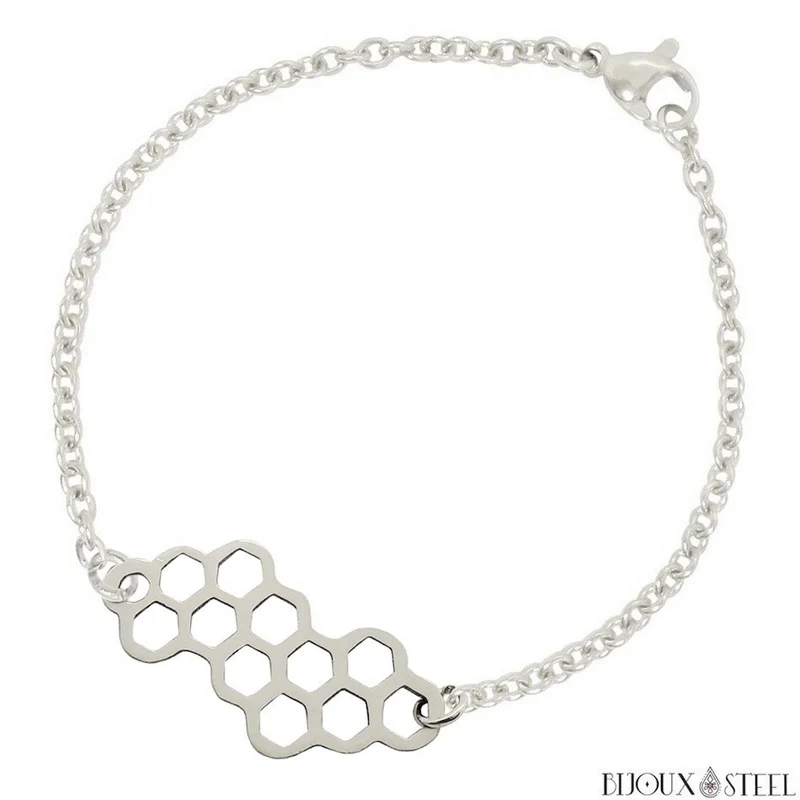 Bracelet nid d'abeilles en acier inoxydable