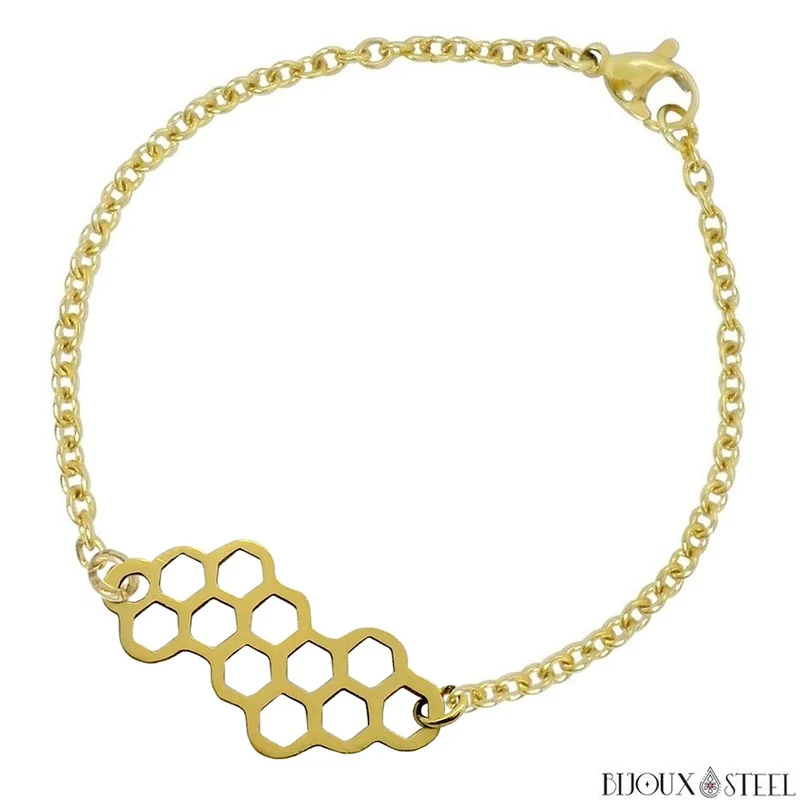 Bracelet nid d'abeilles en acier inoxydable