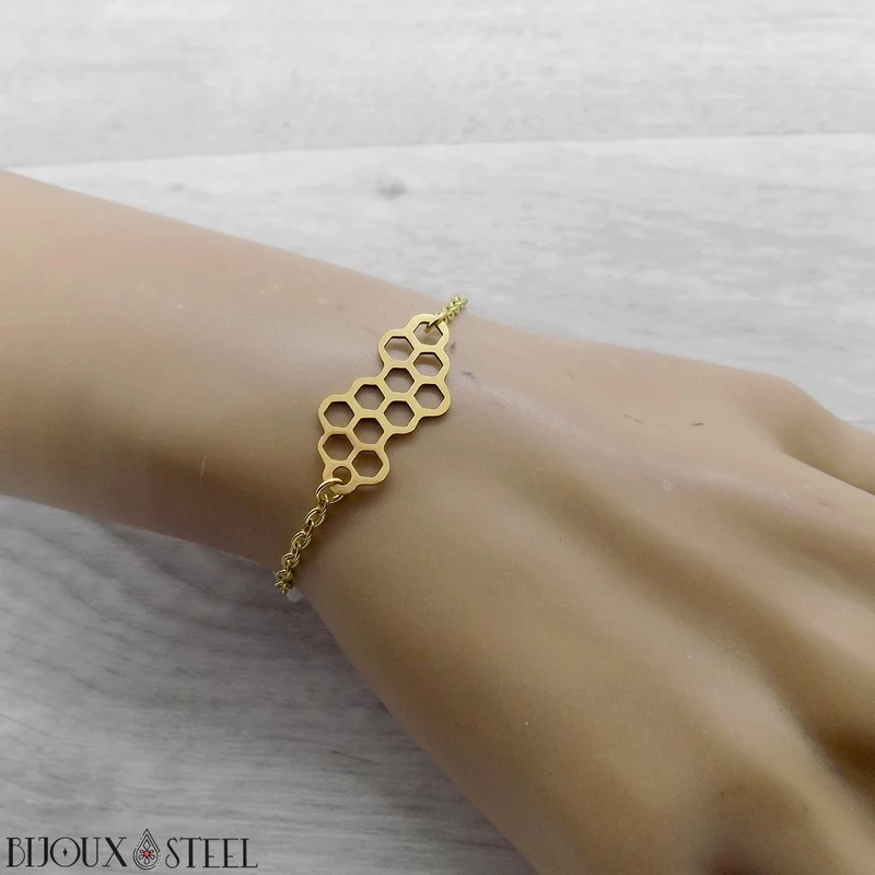 Bracelet nid d'abeilles en acier inoxydable