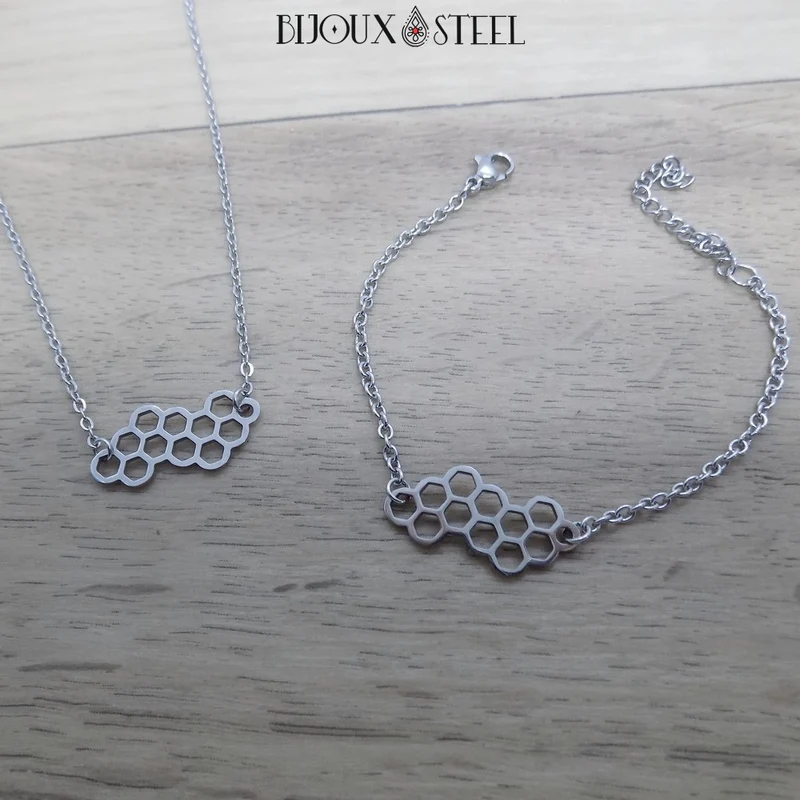 Bracelet nid d'abeilles en acier inoxydable