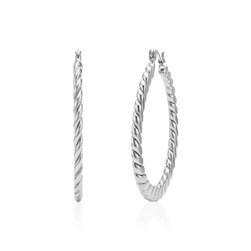 Boucles d'oreilles créoles en corde polie
