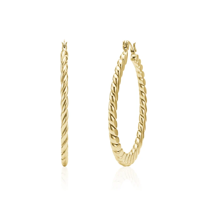 Boucles d'oreilles créoles en corde polie