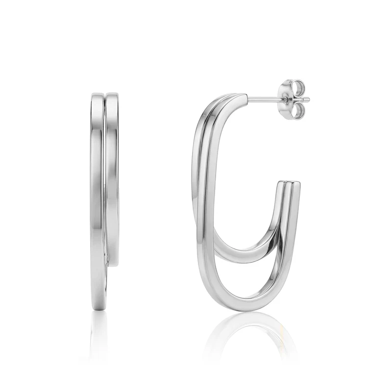 Boucles d'oreilles créoles courbes jumelles