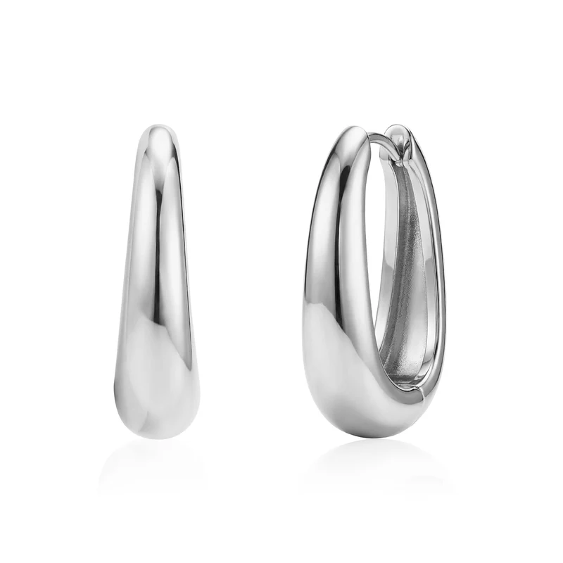 Boucles d'oreilles Huggie ovales audacieuses en forme de goutte