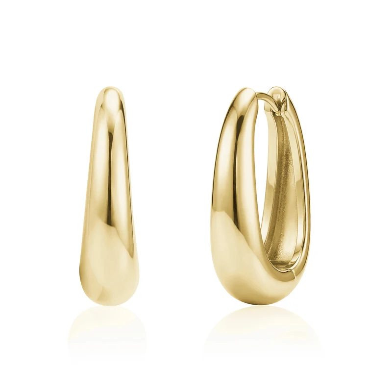 Boucles d'oreilles Huggie ovales audacieuses en forme de goutte