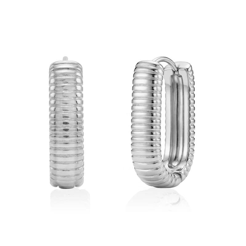 Boucles d'oreilles ovales nervurées Huggie