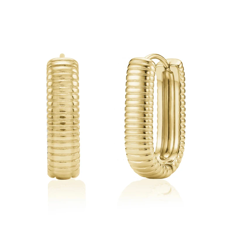 Boucles d'oreilles ovales nervurées Huggie