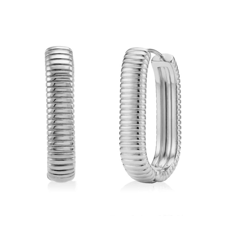Boucles d'oreilles ovales nervurées Huggie