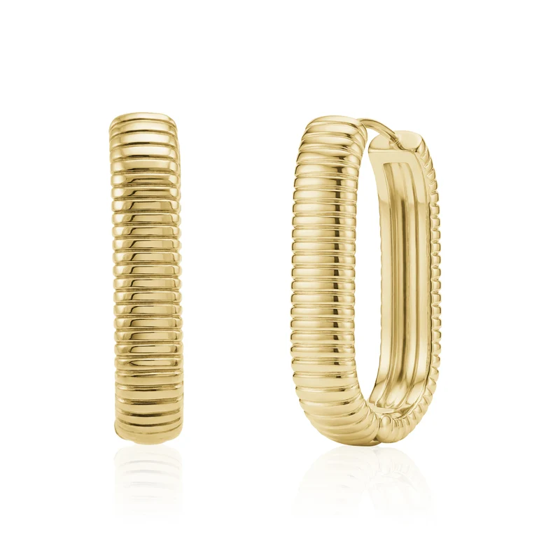 Boucles d'oreilles ovales nervurées Huggie