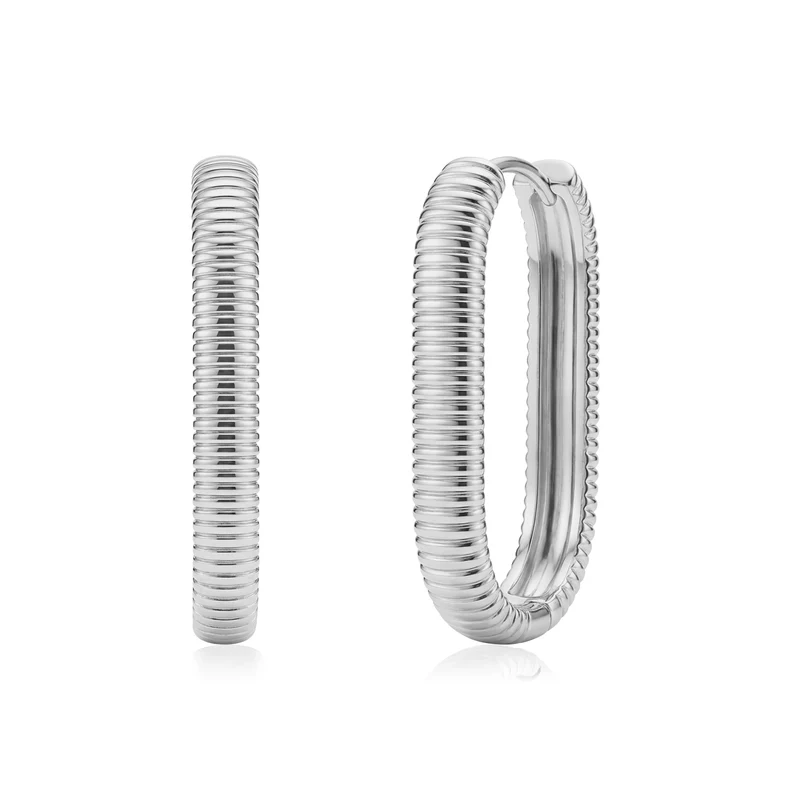 Boucles d'oreilles ovales nervurées Huggie