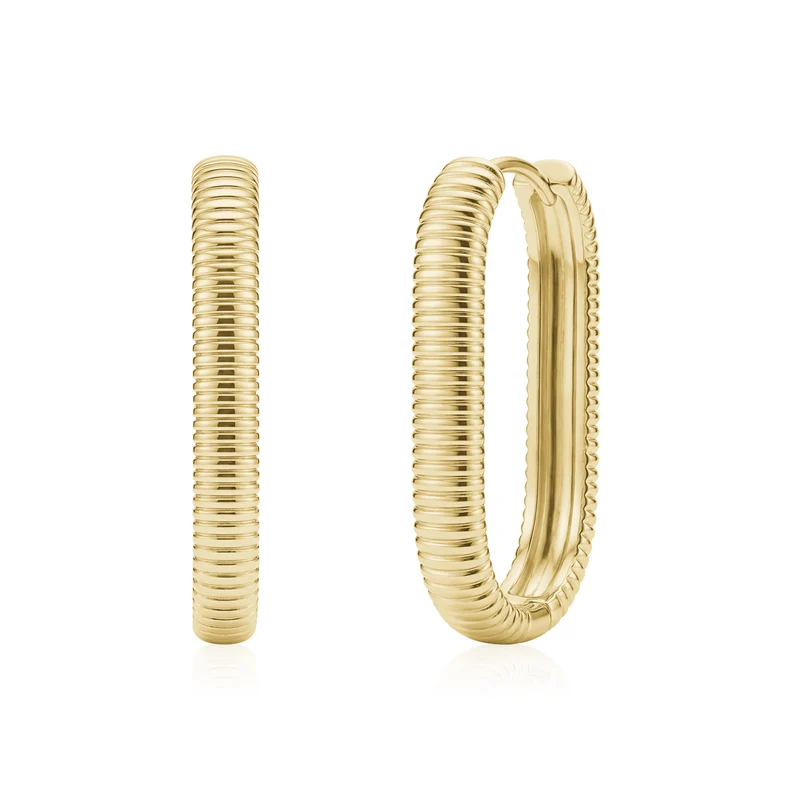 Boucles d'oreilles ovales nervurées Huggie