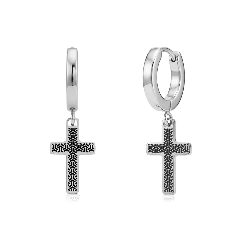 Boucles d'oreilles créoles noires détaillées