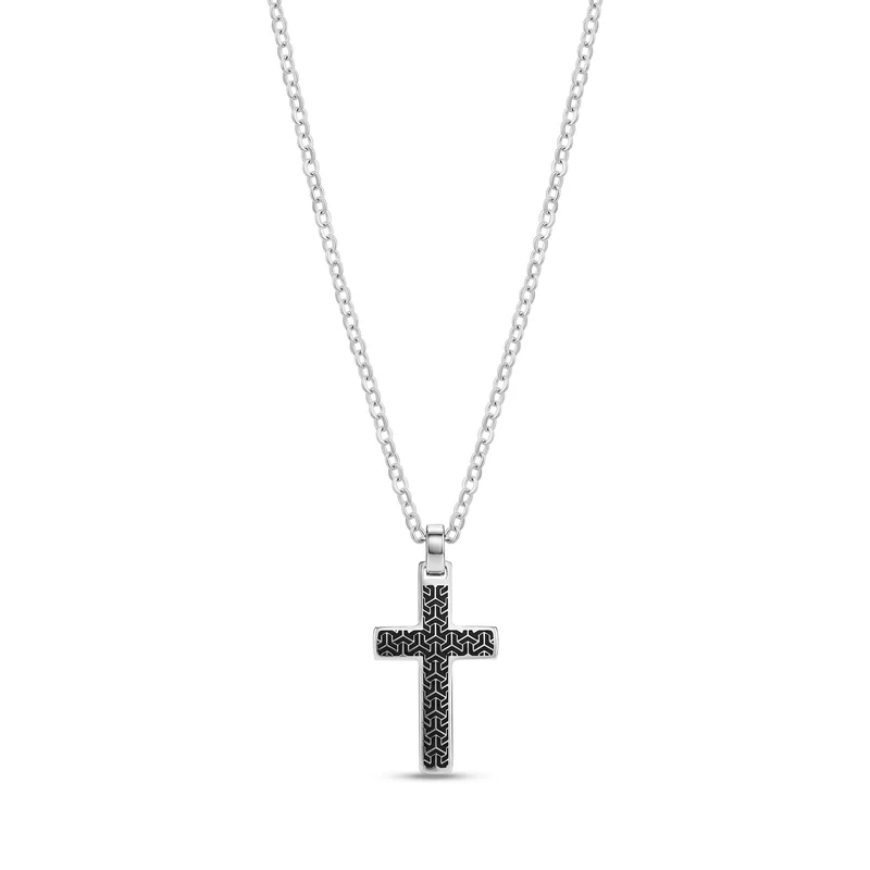 Pendentif croix noir détaillé