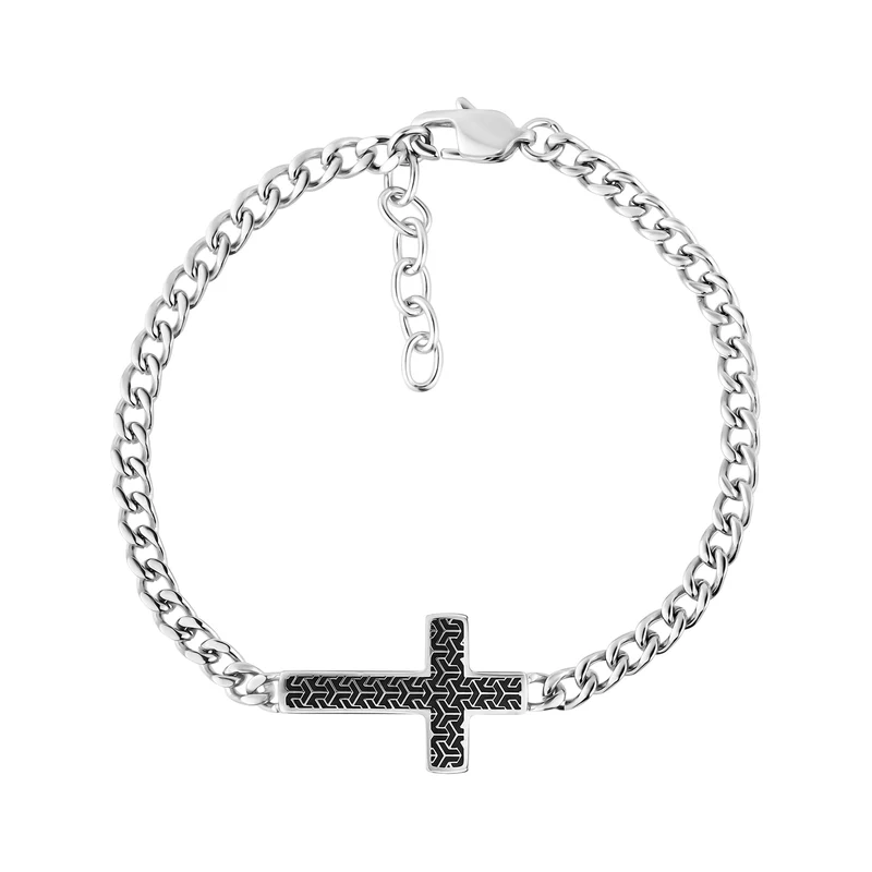 Bracelet croix noir détaillé