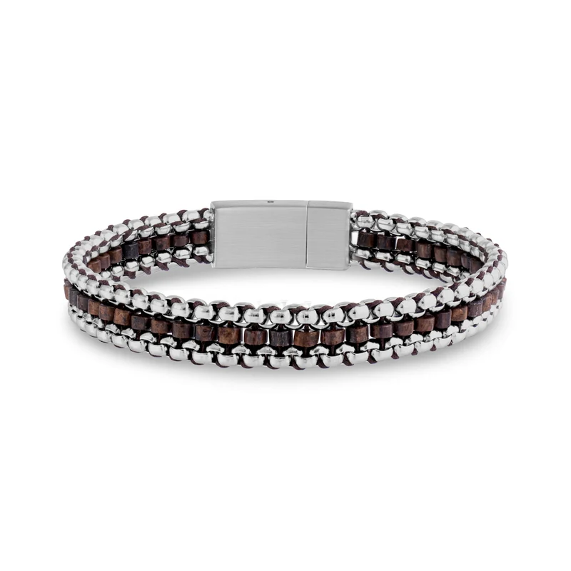 Bracelet à perles en bronzite attaché