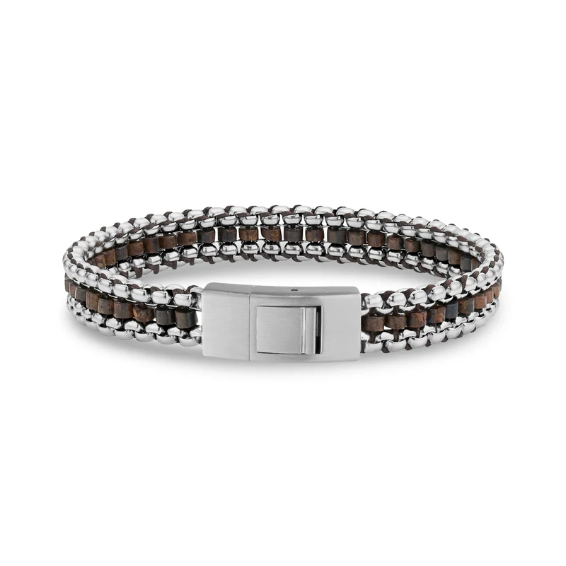 Bracelet à perles en bronzite attaché