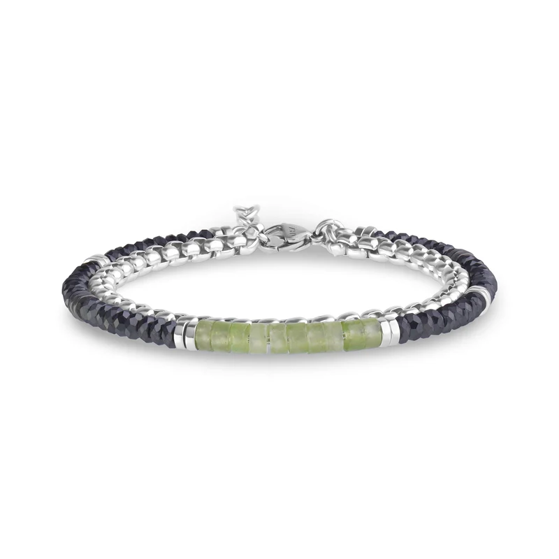 Bracelet double rang cyan