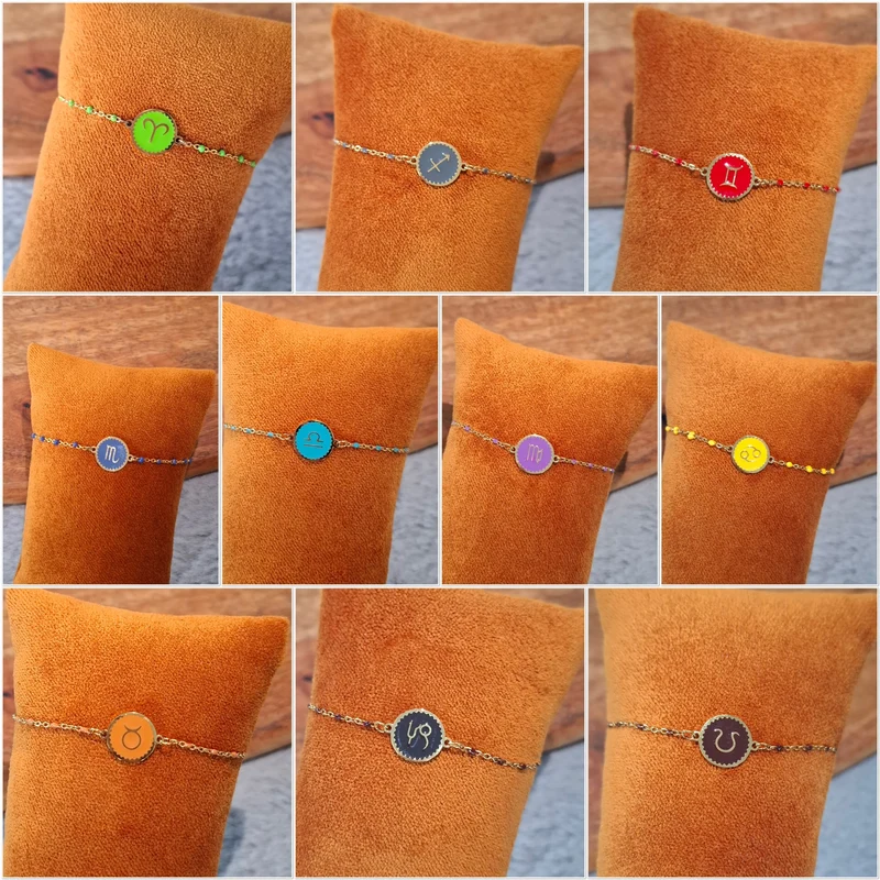Bracelet chaîne fine signe astrologique coloré