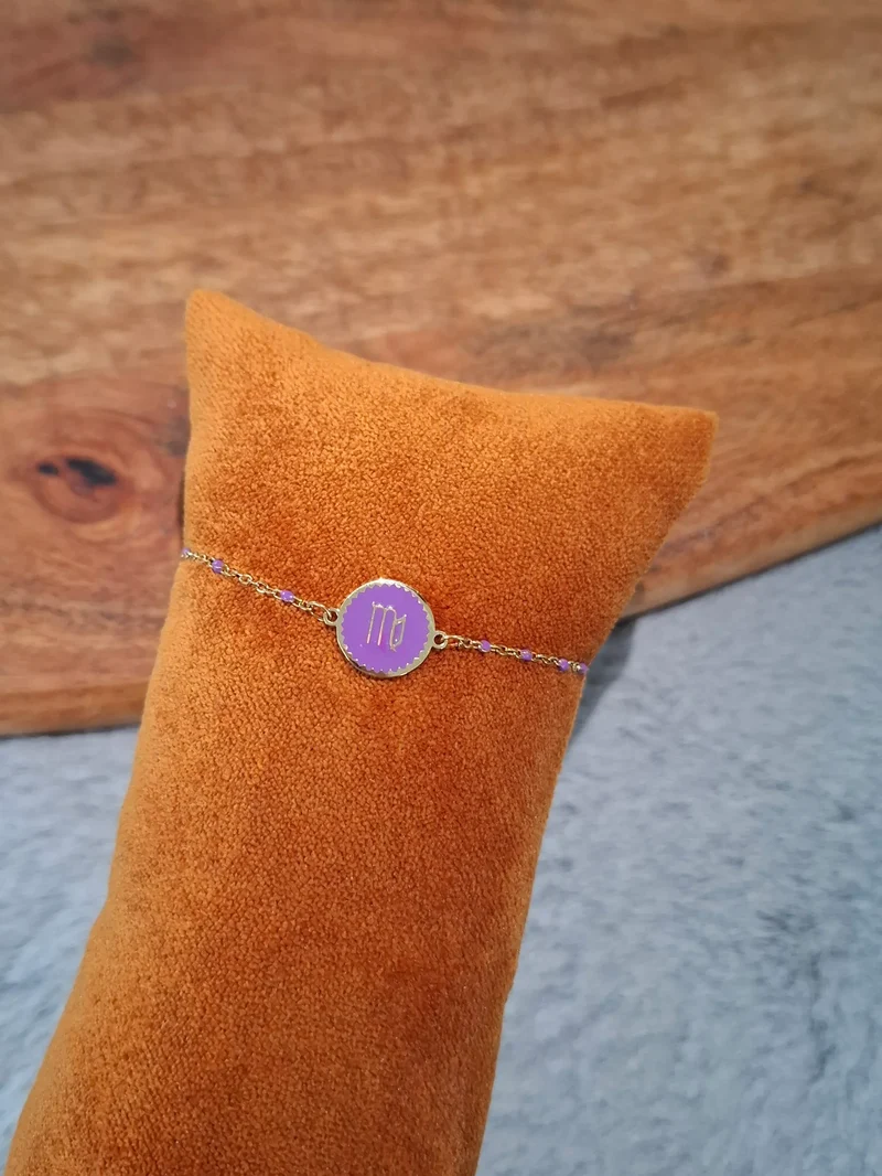 Bracelet chaîne fine signe astrologique coloré