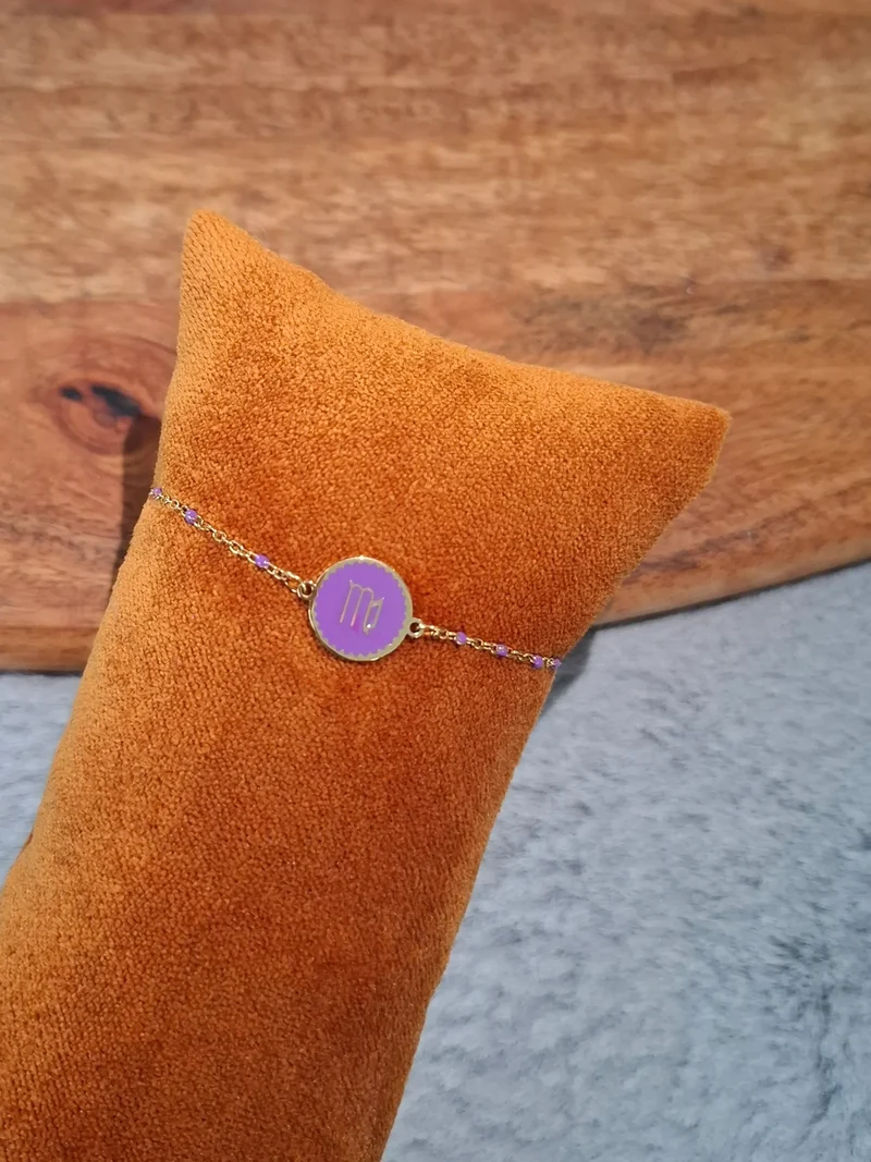 Bracelet chaîne fine signe astrologique coloré