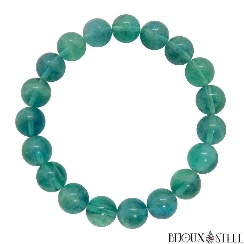 Bracelet en perles de fluorite bleue 10mm