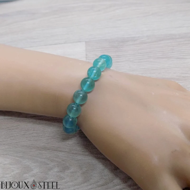 Bracelet en perles de fluorite bleue 8mm