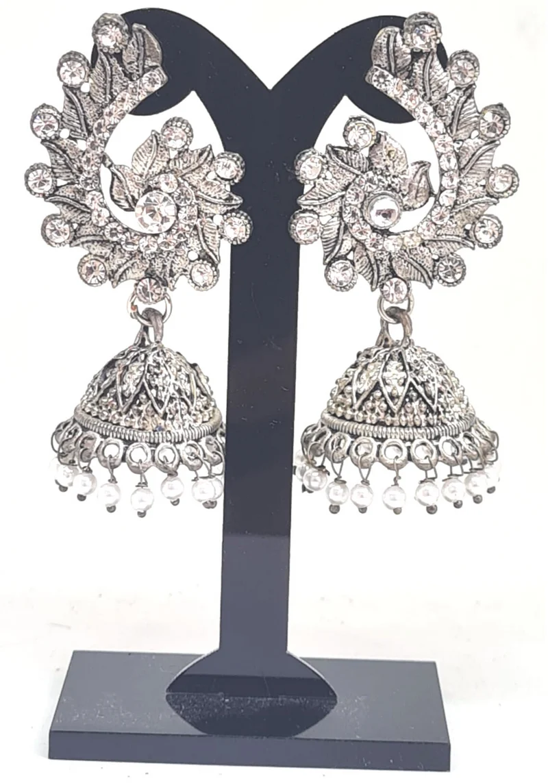 Boucles argentées jhumka Chitra