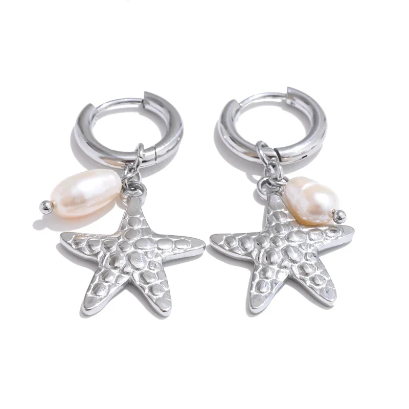 Boucles d'Oreilles Créoles Breloque Étoile de Mer