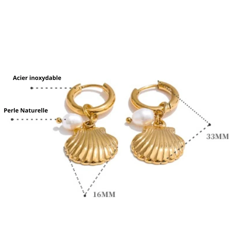 Boucles d'Oreilles Breloque Coquillage