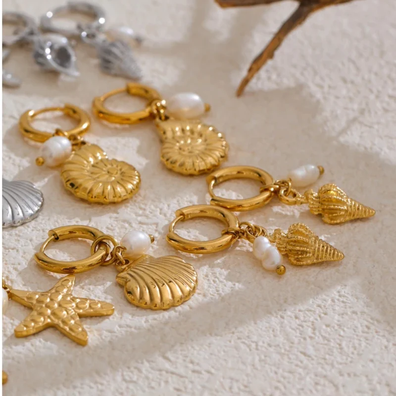 Boucles d'Oreilles Breloque Coquillage