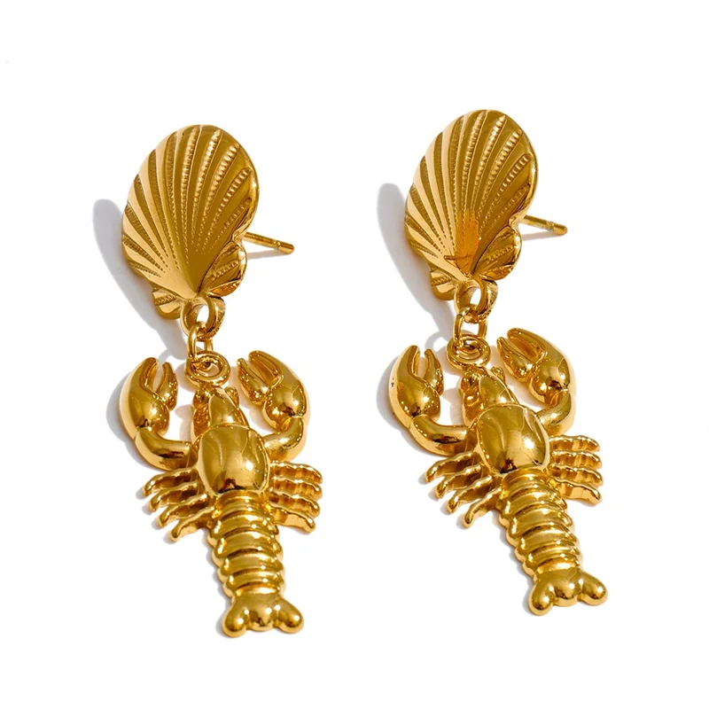 Boucles d'Oreilles Coquillage Homard