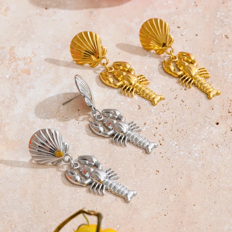 Boucles d'Oreilles Coquillage Homard